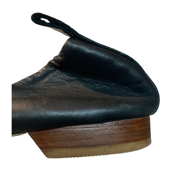 FREE PEOPLE Black Leather Point Toe Silver Criss-Cross Straps Ballet Flats 6.5 - Picture 6 of 9